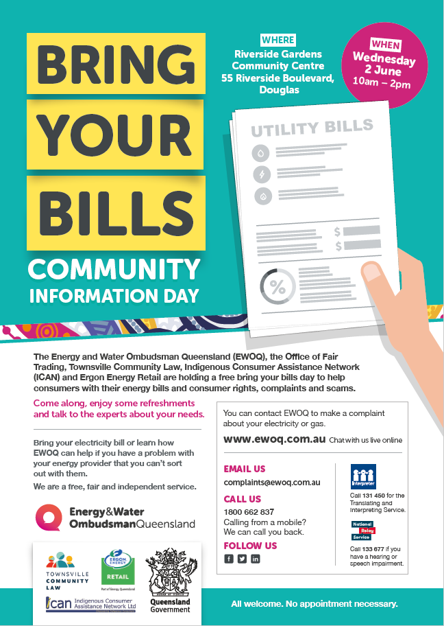 bring your bills Townsville flyer